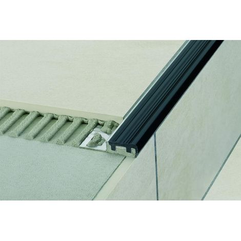 Schluter – Profilé pour escaliers TREP S – Aluminium synthétique – Longueur 2,5 m – Hauteur 10 mm – Surface de marche non-glissante (1/5)