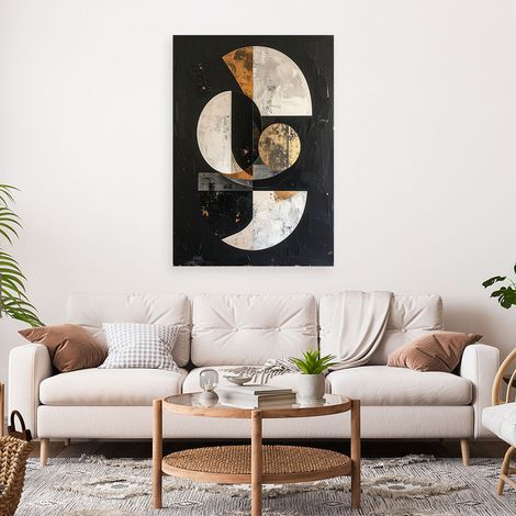 Wandbild Schwarz goldene geometrische Abstraktion im Glamour Stil 60x90 (1/4)