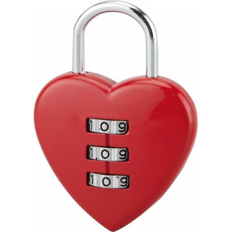 Thirard – Cadenas à combinaison 3 chiffres – Alliage pour intérieur – Anse acier – Verrouillage modifiable – Design cœur rouge (1/4)
