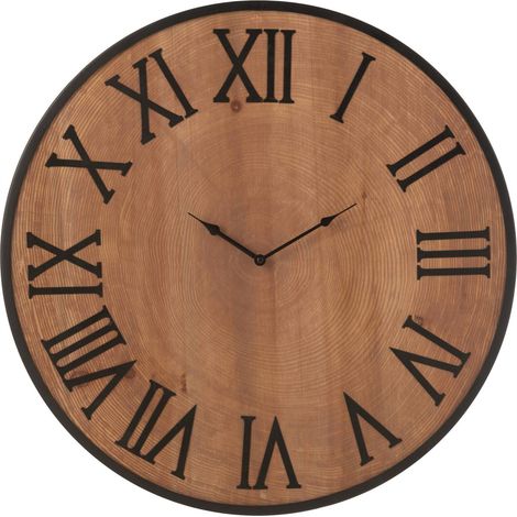 Horloge murale bois et fer esprit atelier - naturel et noir (1/4)