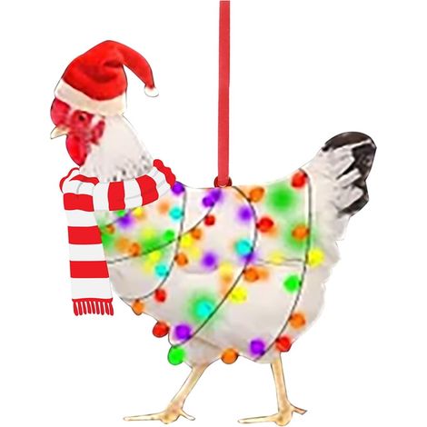 Guirlande De Noël En Forme De Coq - Décoration Murale En Acrylique 8 Cm - Pour Arbre De Noël Porte Fenêtre Jardin - Lot De 1