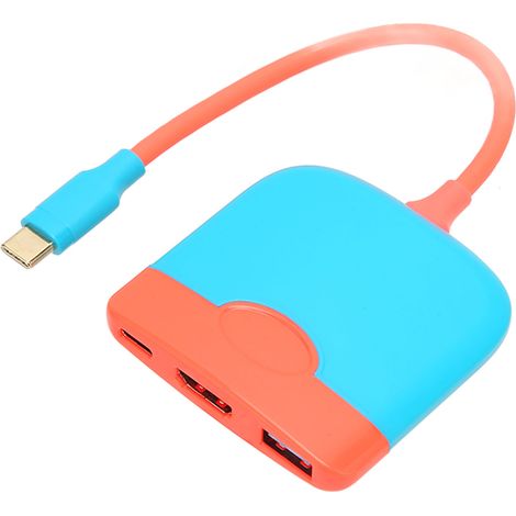 Adaptateur USB-C 3 en 1 vers HDMI, USB-C, USB 3.0 multiprise compatible appareils Type C bleu rouge (1/5)