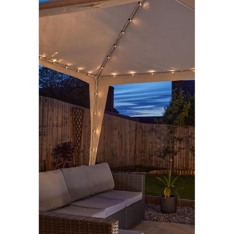 Guirlande solaire Tonelle Gazebo 144 leds blanc chaud (1/4)