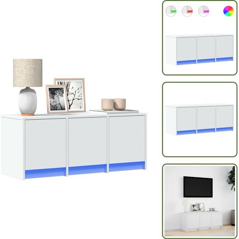 TV-Schrank mit LED-Beleuchtung Weiß 97x34x40 cm Holzwerkstoff - TV-Schrank - TV-Schränke - TV-Ständer - TV-Sideboard