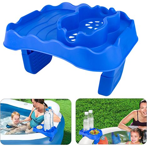 Support de Verre Gonflable pour Piscine, Plateau Antidérapant et Réglable pour Bain à Remous, Accessoire de Plage Léger et Portable, Bleu Clair-KZQ (1/2)