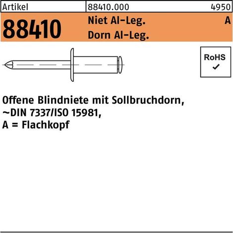 Rivets aveugles R 88410 FLAKO 4x16,1 Rivet aluminium/goujon aluminium 500p.