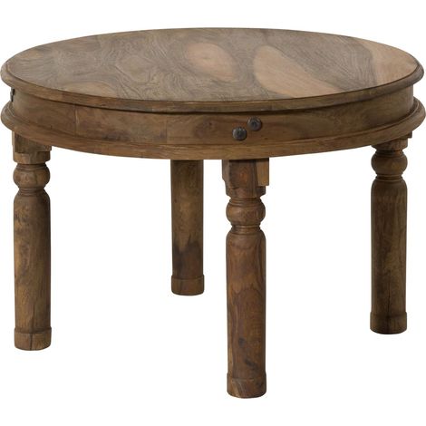 Couchtisch Sheesham rund Ø 70 cm grau geölt LEEDS 04 (1/3)