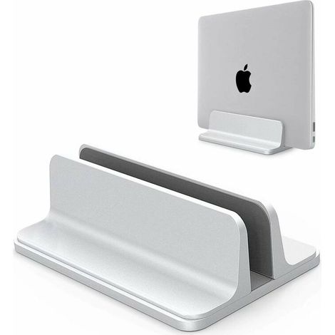 Adjustable Vertical Laptop Stand, Space Saving Aluminum Stand for All Phones and Laptops - Perfect for MacBook, MacBook Air, MacBook Pro, Ultrabook, Lenovo and others, Silver (1/5)