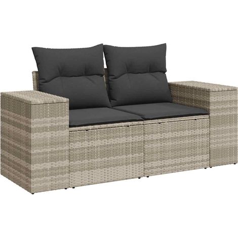 Maison Exclusive - Gartensofa mit Kissen 2-Sitzer Hellgrau Poly R