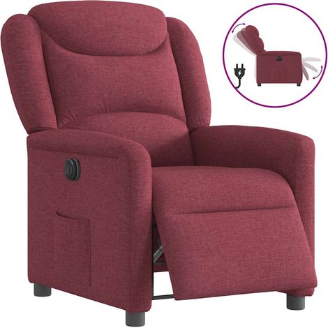 vidaXL Poltrona Elettrica Reclinabile Rosso Vino in Tessuto (1/5)