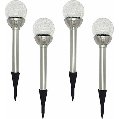 Lampes solaires d'extérieur pour jardin, paquet de 4 lampes solaires sphériques à 8 LED RVB, boules de verre craquelées à couleur changeante, temps de travail de 6 à 10 heures (1/5)