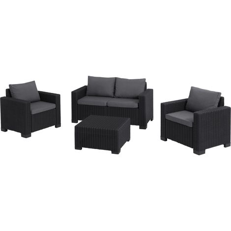 Keter California 4 Seater Outdoor Garden Furniture Lounge Set - Graphite with Grey Cushions (1/5)