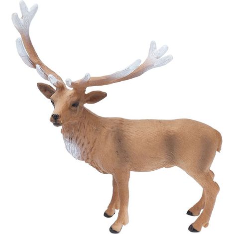 Statue de cerf sauvage solide, modèle animal réaliste statique naturel, cerf mâle rouge pour gâteau cadeau Noël (1/5)