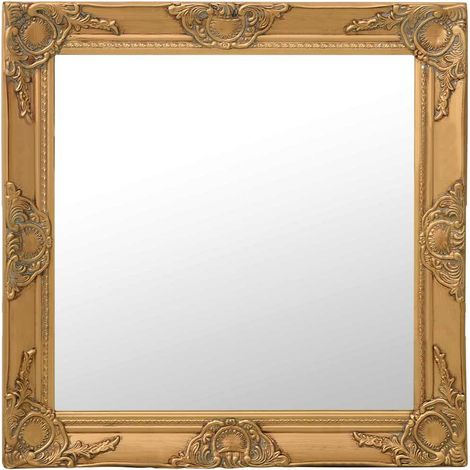 Miroir mural-Miroir Suspendu style baroque 60x60 cm Doré 157994 (1/5)