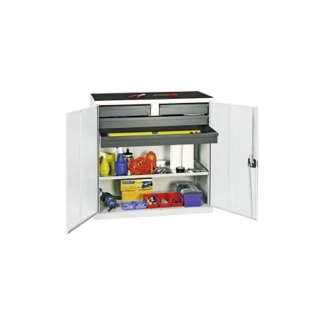 Armadio portautensili e materiali Stumpf serie 3000 grigio chiaro + 2 cassetti 100 mm + 2 cassetti 100 mm continui + 1 ripiano estraibile - 3007407