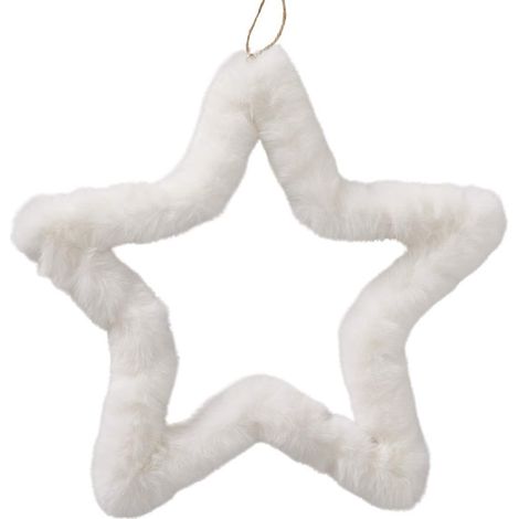 Anhänger Plüsch-Stern Furry cremefarben Ø 32 cm