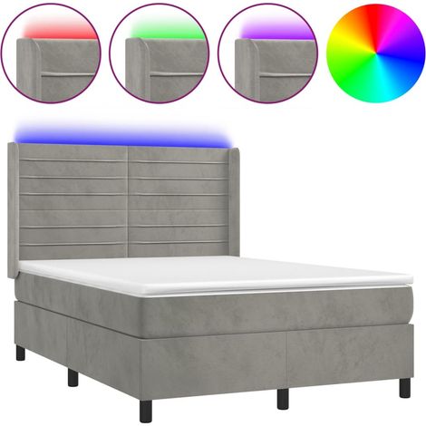 Maison Exclusive - Boxspringbett mit Matratze & LED Hellgrau 140x