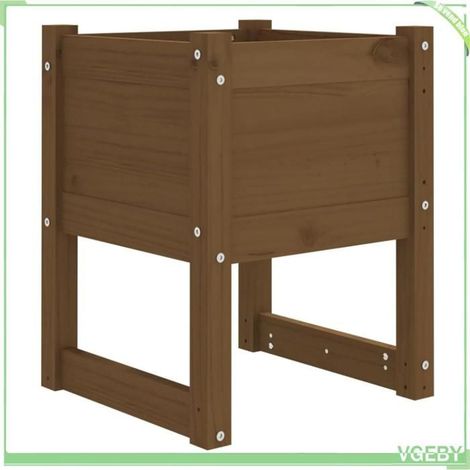 Jardinière - FAFEICY - 822113 - Bois de pin massif - Marron miel 40 x 40 x 52,5 cm - Cadre robuste (1/5)