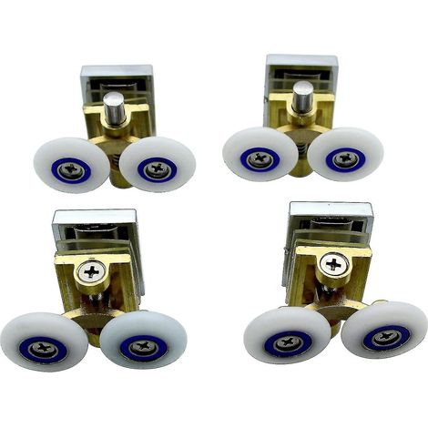 Lot de 4 roulettes en laiton de 25 mm pour portes de douche, pour le remplacement dans les parois de douche coulissantes en verre.-AquaForge (1/5)