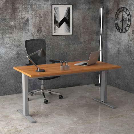 Bureau droit moderne coloris noyer Oscar (1/2)