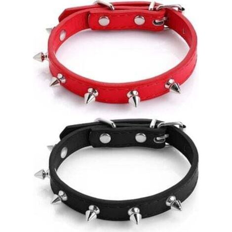 [JAMAIS UTILISÉ] Collier à Pointes pour Chat et Chien, 2 pièces en Cuir PU Souple, Collier réglable à Rivets pour Chiot, Collier clouté avec Pointes pour garçon, Fille, Chat, Chiot, Taille S (1/4)