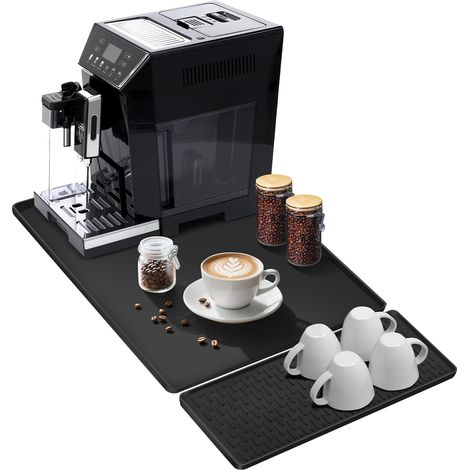 Tapis de machine à café 2 en 1 - Résistant à la chaleur - En silicone - 60 x 40 cm - Antidérapant - Pour machine à café (1/5)