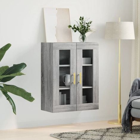 Meuble de Rangement Mural Sonoma, Gris, 69.5 x 34 x 90 cm, Étagère Murale de Stockage pour Salon, Cuisine ou Salle de Bain (1/5)