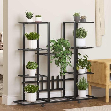 vidaXL Flower Stand with Wheels 94,5x24,5x91,5 cm Black Iron (1/5)