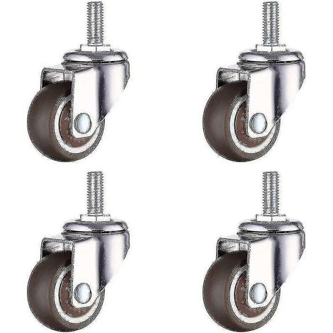 Roulettes à tige filetée M8 HONORNIC lot de 4 avec freins caoutchouc souple diamètre 38 mm charge 20 kg pour la maison (1/5)