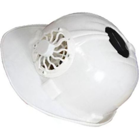 Casque de chantier solaire blanc avec ventilateur intégré, chapeau ventilé d'été pour extérieur, protection respirante légère, modèle exclusif Asie du Sud-Est, prix conseillé 162 THB (1/5)
