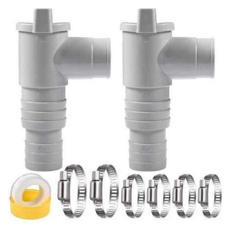 Absperrhahn für Schwimmbecken - MARKE - 2er Set - 32mm - Robust - Inklusive Schlauchschellen