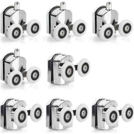 8 Roulettes De Porte De Douche Coulissante En Alliage De Zinc, Roulettes De Remplacement De 23mm De Diamètre, Doubles Roues Pour Salle De Bain (1/4)