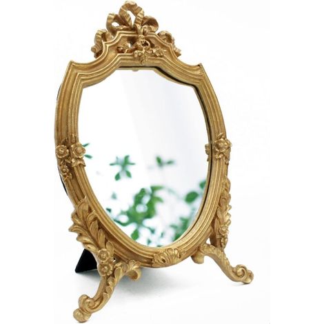 Miroir, Miroir mural décoratif en résine doré antique 20,3 x 33 cm