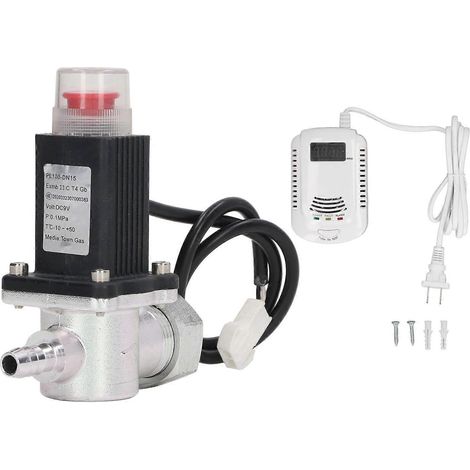 Ventilsteuerung Gasalarmset Gas-Flüssigkeits-Notabsperrventil Leckagealarmdetektorset AC90‐2