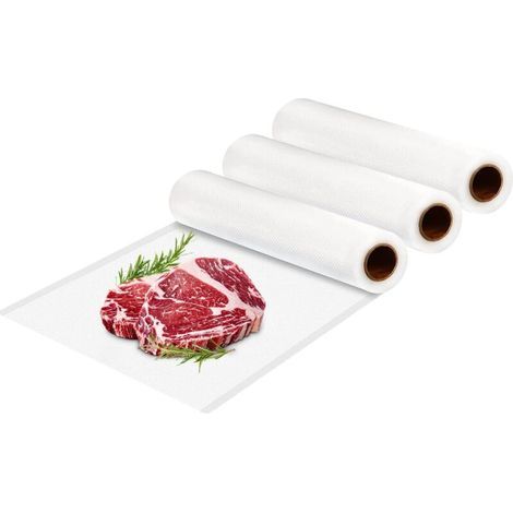 Rouleau Sous Vide Alimentaire: Sac Sous Vide Alimentaire pour des Appareils de Mise Sous Vide, 4 Rouleaux 22/28x500cm, Sachet Sous Vide Alimentaire Gaufré sans BPA et Libre de Couper (1/5)