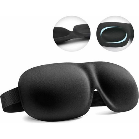 Masque de nuit, masque de sommeil pour hommes et femmes, masque de voyage 3D bloquant la lumière sans pont de nez masque pour les yeux noir 4 pièces (1/5)