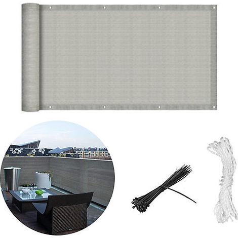 0,9x5 mètres, écran de confidentialité pour balcon, clôture décorative, toile d&aposombrage perméable pour l&aposextérieur, gris (1/5)