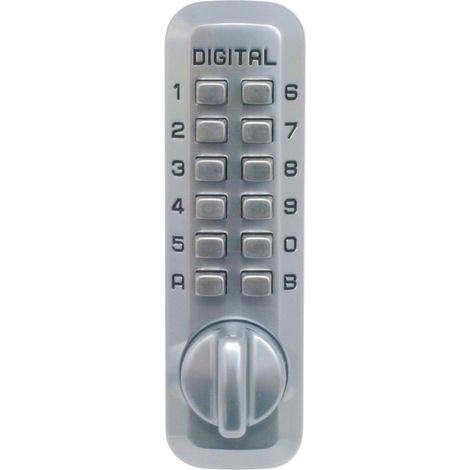 Verrou à code mécanique en applique – 300 000 combinaisons – 150 cycles/jour – Épaisseur de porte 25 à 55 mm – Dimensions 125 x 37 x 49 mm – Unitecnic