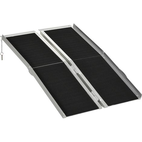 Beyamis Tragbare Rollstuhlrampe, 122 x 73,5 cm, faltbar, rutschfest, aus Aluminium, für Menschen mit Behinderung, Tragkraft 270 kg, für Stufen, Treppen, Türen und Autos, Schwarz