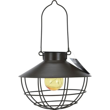 1 lanterne solaire suspendue marron foncé, 21 cm - Décoration/accessoires de jardin - Éclairage de jardin - Lampe solaire pour jardin (1/2)