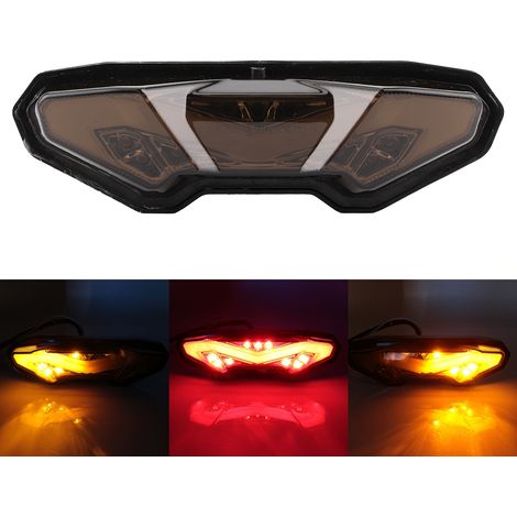 Feu arrière LED moto verre fumé compatible Yamaha MT-09, FZ-09, MT-10, FZ-10, FJ-09 - Optique noir, éclairage performant, kit complet (1/5)