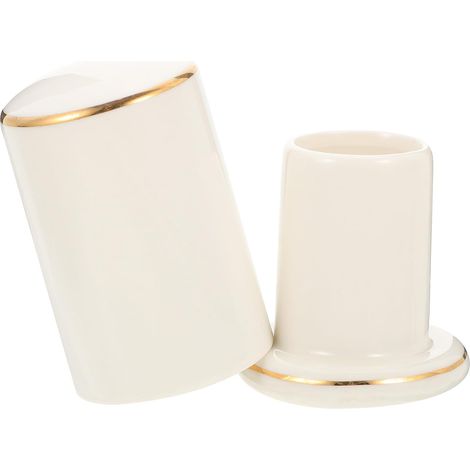 CCYKXABoîte à Cure-Dents en Céramique Blanche Couvercle Anti-humidité, Distributeur Multifonction pour Bureau et Fête, Accessoire Pratique Maison (1/5)