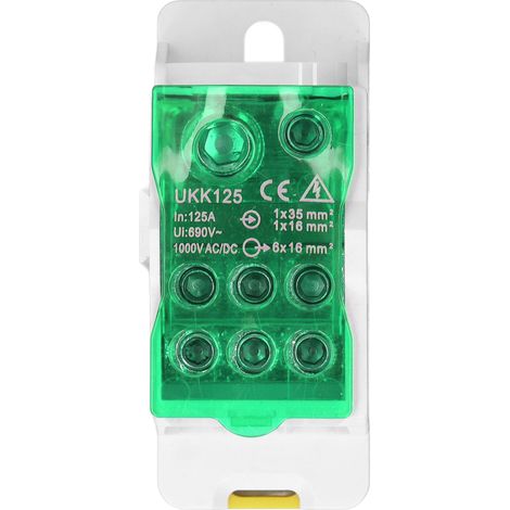 DIN-Schienen-Verteilerkasten, universeller elektrischer Klemmenblock, Stromkabel-Anschlusskasten, 690 V, 125 A, grün (1/5)