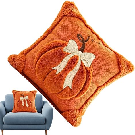 Funda de almohada decorativa rústica otoñal bordada, funda para sofá para el hogar, patio, sofá, dormitorio, sala de estar, lectura, asiento, sillón para dormir (2 piezas, 4545 cm) (1/5)