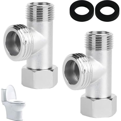 Vanne De Dérivation 3 Voies, 3/8" Connecteur En T Adaptateur Dents latérales 1/2" Raccord En Acier Inoxydable Inverseur En Nickel Brossé Vanne Dérivation (lot De 2) (1/5)