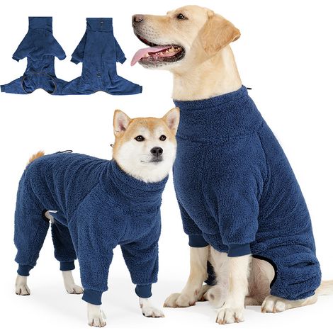 Weicher Winterpullover für Hunde, warmer Wollmantel für kaltes Wetter, bequemer winddichter Winteroverall in Blau.
