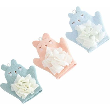Gant de Bain Éponge pour Enfants,,Dessin Animé Bébé Enfants Gants Douche(3 Pcs) (1/5)