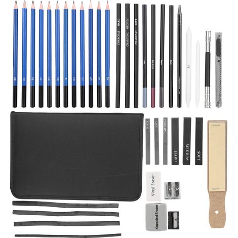 40Pcs Professional Sketch Pencil Set Charcoal Pencil Drawing Kit Art Supplies with Bag (1/5)