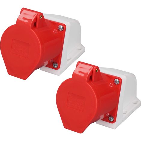 Connecteur industriel 5 pôles étanche IP44 32A 220-380V 240-415V, prise mâle et femelle 3 phases, montage en saillie, lot de 2 (1/5)