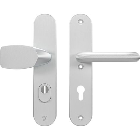 AXA Sicherheitstürbeschlagset - Oval Plus - Türgriff aus Aluminium - Knauf/Griff - PC72 mit Kernzugsicherung (1/4)